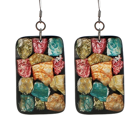 Rectangle Multi Shell Earrings - Picture 1 of 1